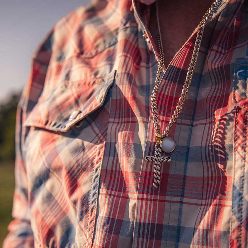 Load image into Gallery viewer, NC5784 - Montana Silversmiths Braided Cross Necklace
