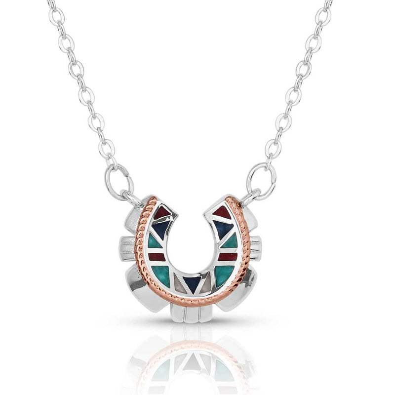 Load image into Gallery viewer, NC5687 - Montana Silversmiths Western Mosaic Horseshoe Necklace
