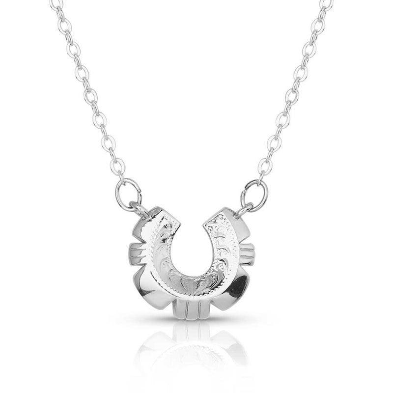 Load image into Gallery viewer, NC5687 - Montana Silversmiths Western Mosaic Horseshoe Necklace
