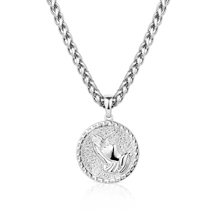 NC5791 - Montana Silversmiths Praying Hands Pendant Necklace