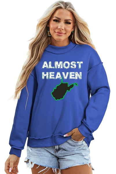 DLLS960 - Ladies Dark Blue Oversize Drop Shoulder Reversible Mock Neck WV Sweatshirt