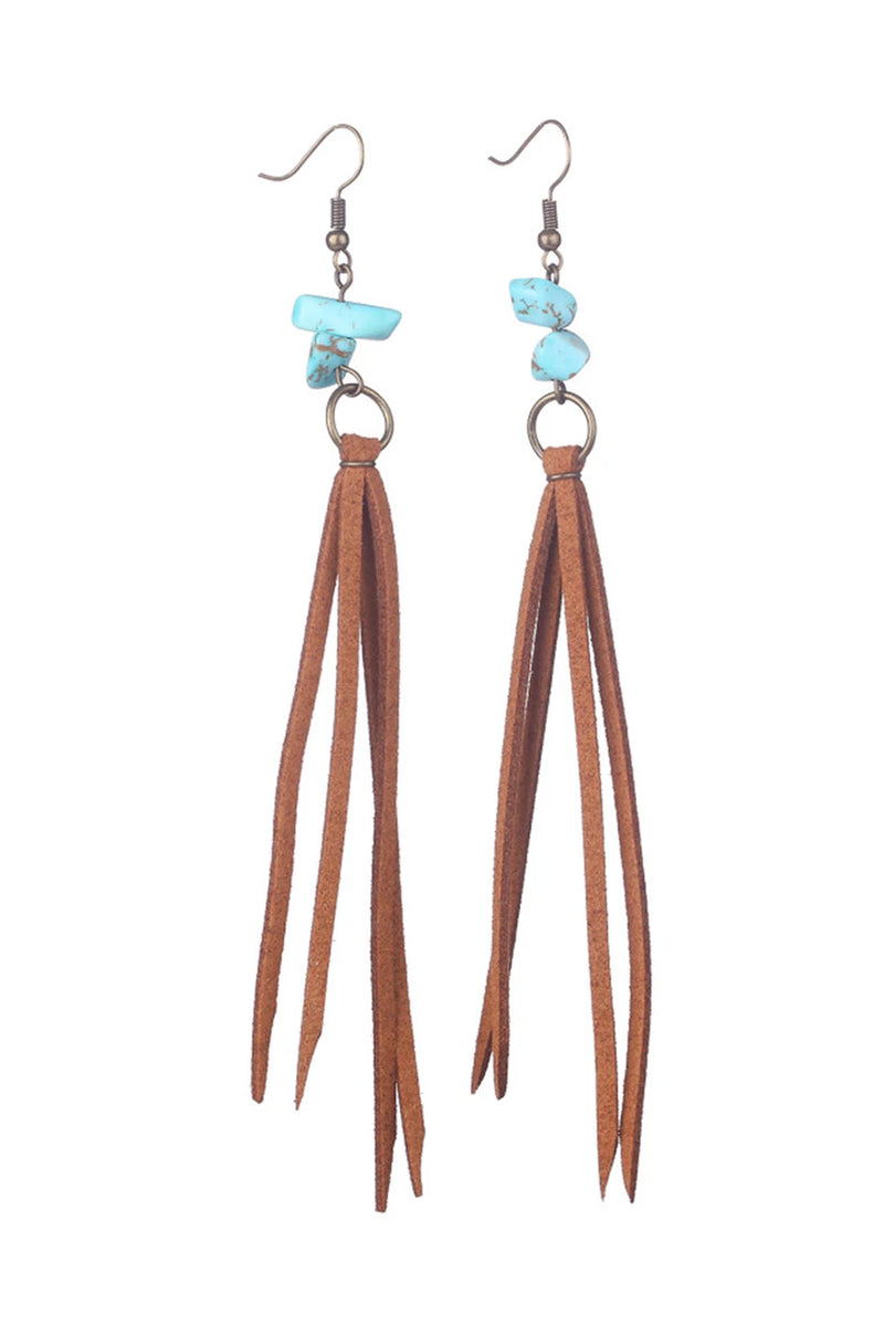 Load image into Gallery viewer, DLLER 4 - Brown Turquoise Tassel Drop Earrings
