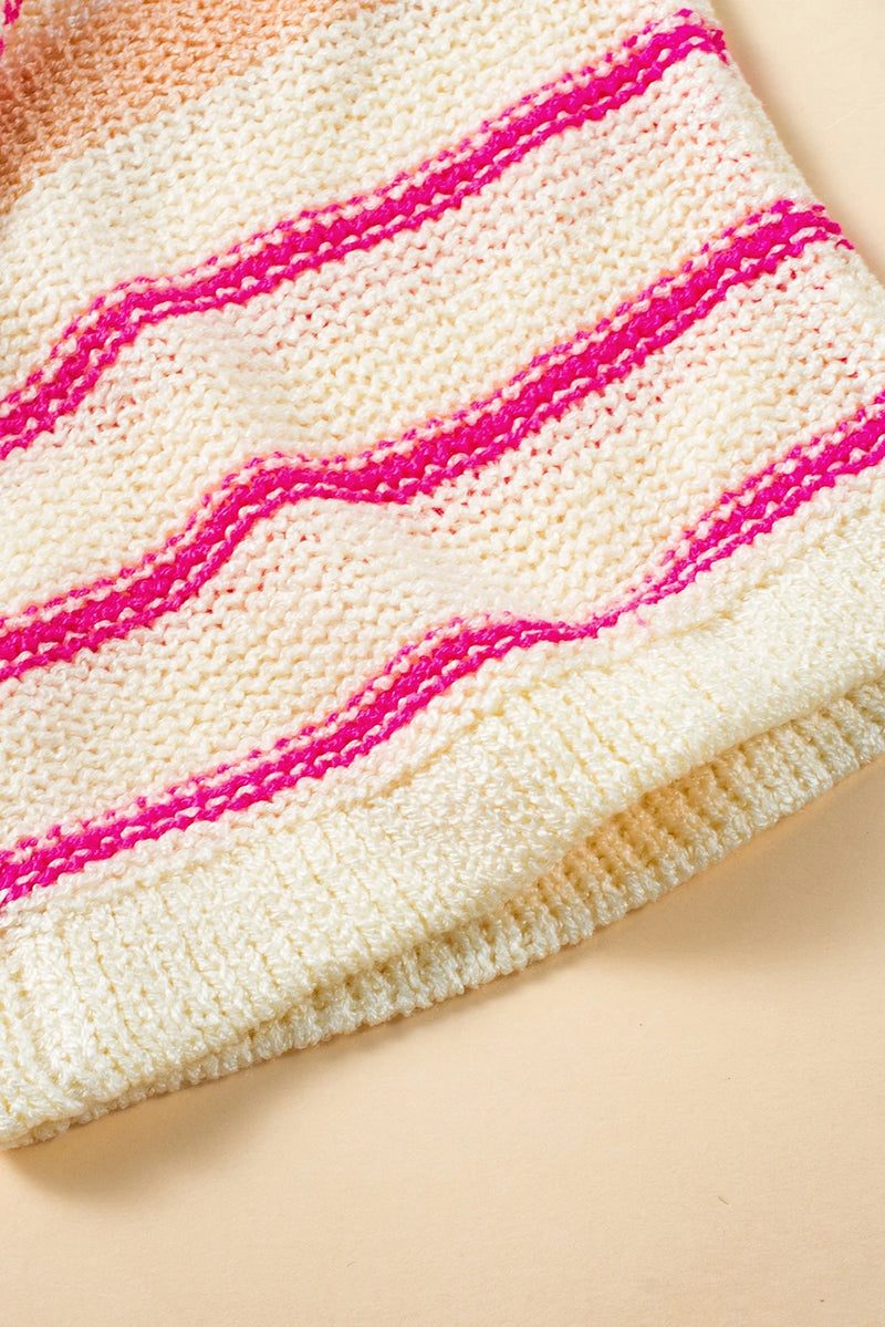 Load image into Gallery viewer, DLLS546 - Ladies White Striped Detail Wide Sleeve Lightweight Knitted Sweater
