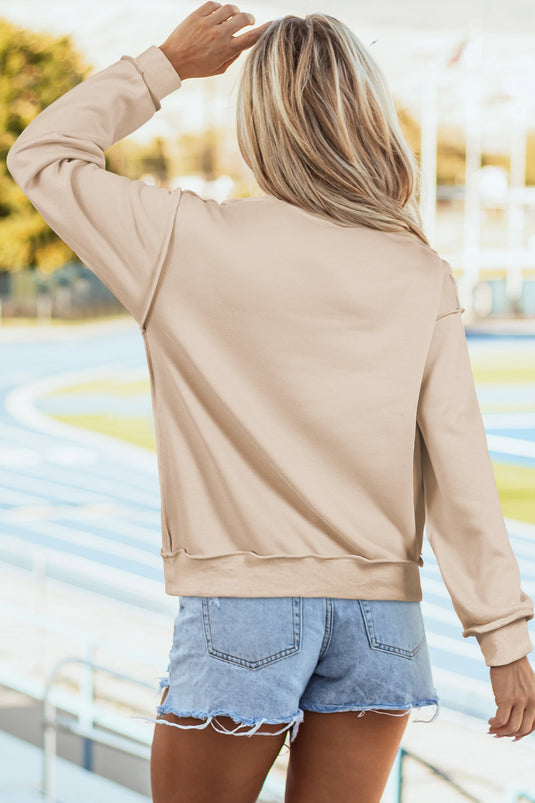 DLLS1135 - Ladies Apricot Oversize Drop Shoulder Reversible Mock Neck Sweatshirt