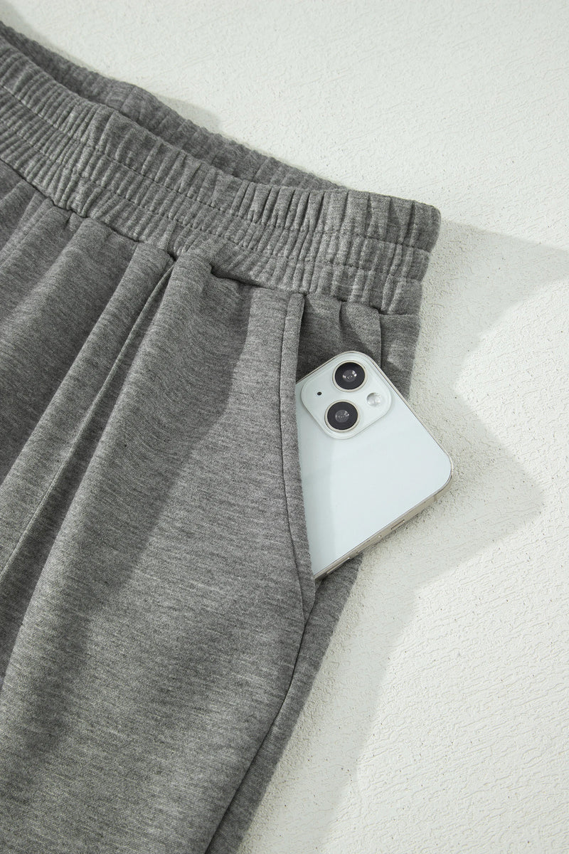 Load image into Gallery viewer, DLLS938 - Ladies Gray Half Zip Polo Tee Casual Pant Set
