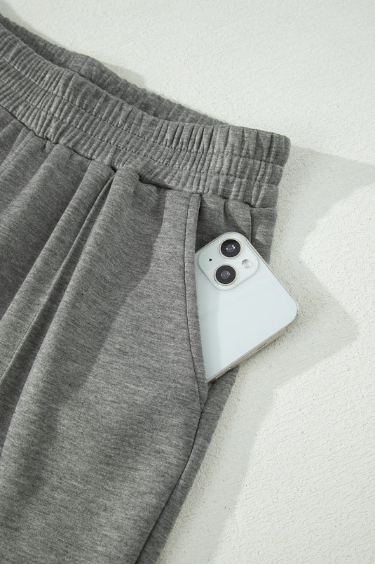 DLLS938 - Ladies Gray Half Zip Polo Tee Casual Pant Set