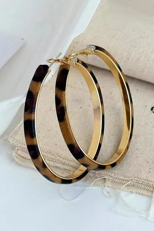 DLLER 22 - Thai Curry Stainless Alloy Leopard Hoop Earrings