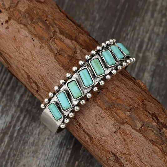 TMBC31 - 8 Stone Turquoise Bangle Bracelet