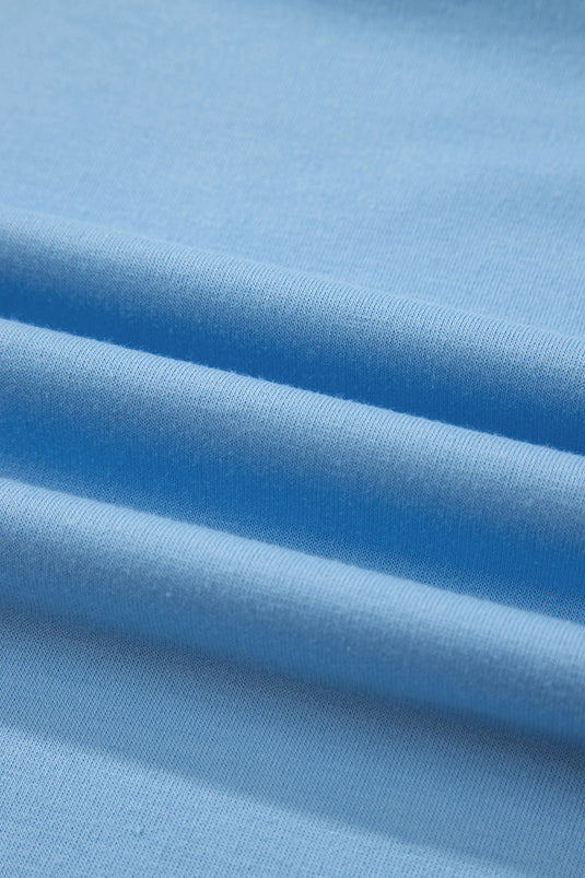 DLLS933 - Ladies Beau Blue Solid Color V Neck Tee Drawstring Pant Set