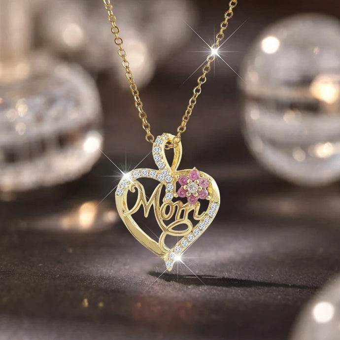 TMNK10 - Golden Heart Shaped Mom Necklace