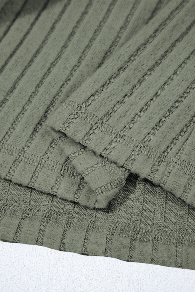 Load image into Gallery viewer, DLLS278 - Ladies Mist Green Thermal Ribbed Texture Drop Shoulder Button Up Shacket

