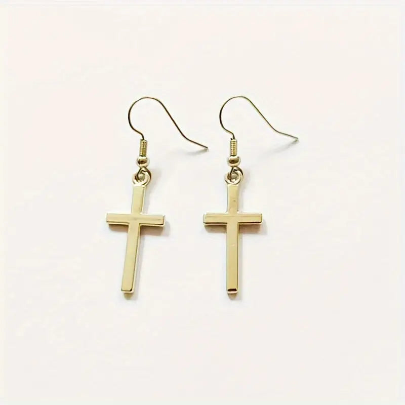Load image into Gallery viewer, TMER65 - Elegant Gold Cross Earrings
