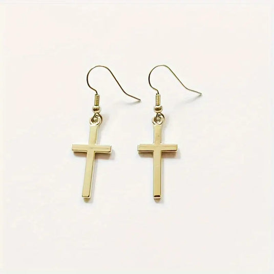 TMER65 - Elegant Gold Cross Earrings