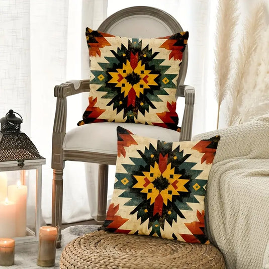 TMPL18 - 2 Piece Set Southwestern Print Throw Pillows