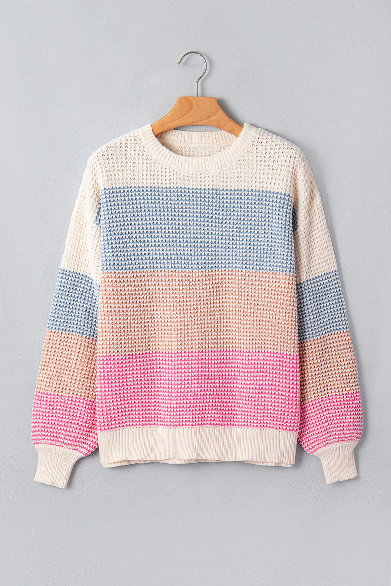 Load image into Gallery viewer, DLLS833 - Ladies Light Blue Drop Shoulder Round Neck Long Sleeve Pullover Sweater
