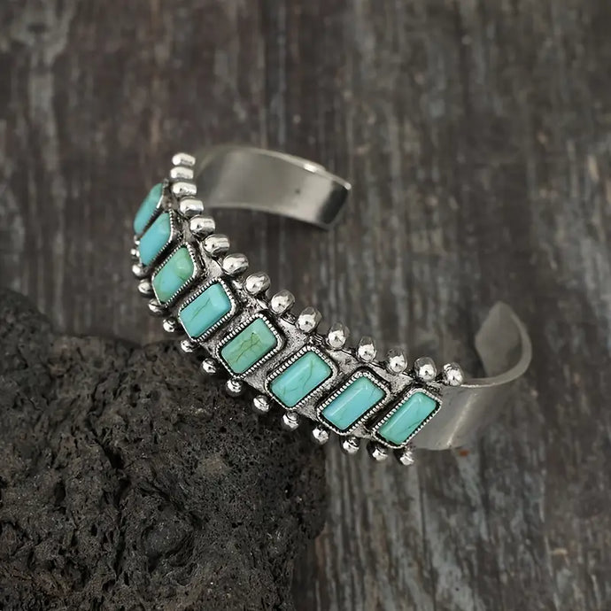 TMBC31 - 8 Stone Turquoise Bangle Bracelet