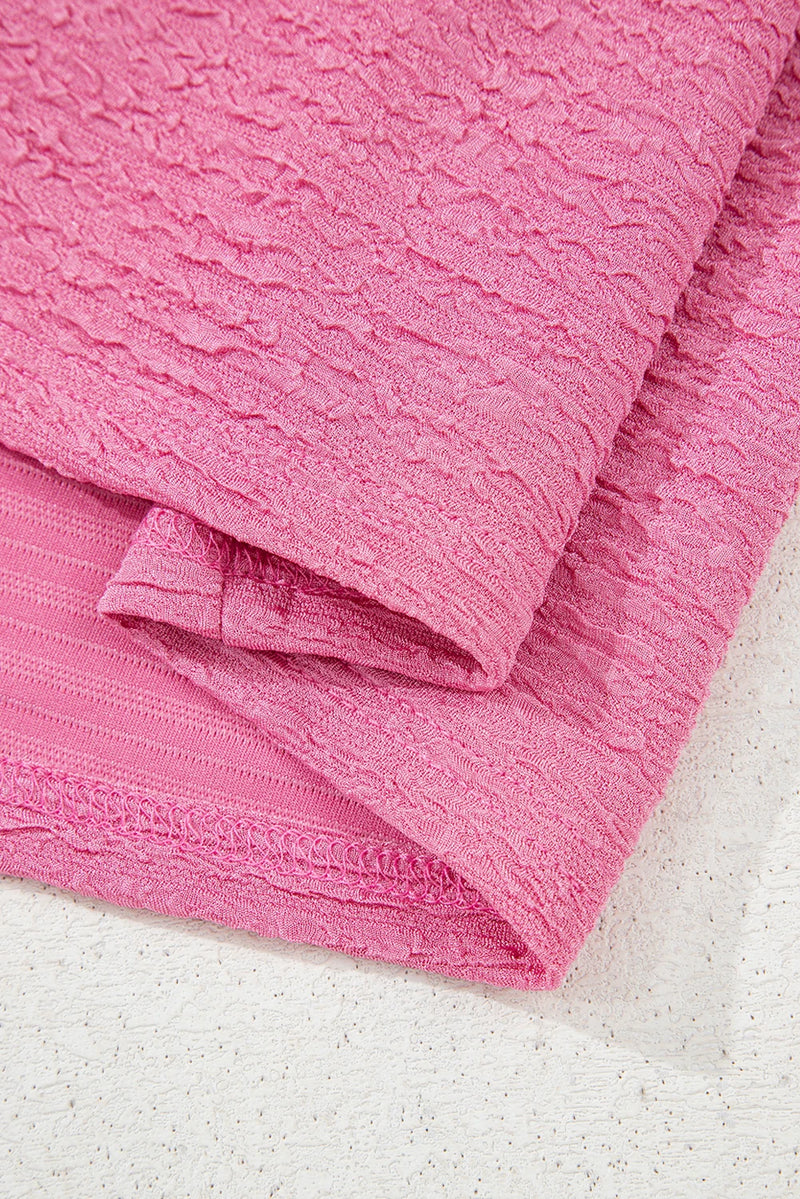 Load image into Gallery viewer, DLLS423 - Ladies Pink Textured V Neck T Shirt and Shorts Set
