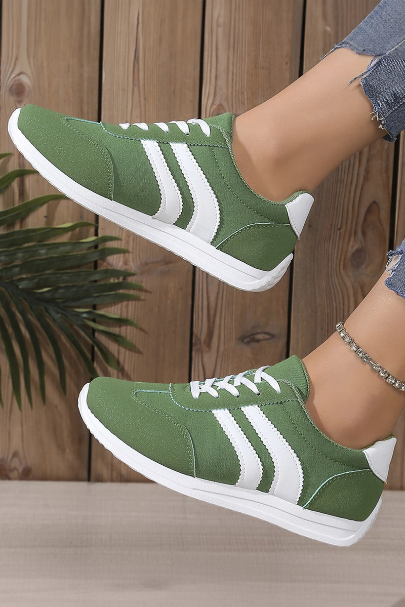 Load image into Gallery viewer, DLLSHOE 189 - Blackish Green Color Block Patchwork Breathable Lace-up Sneakers
