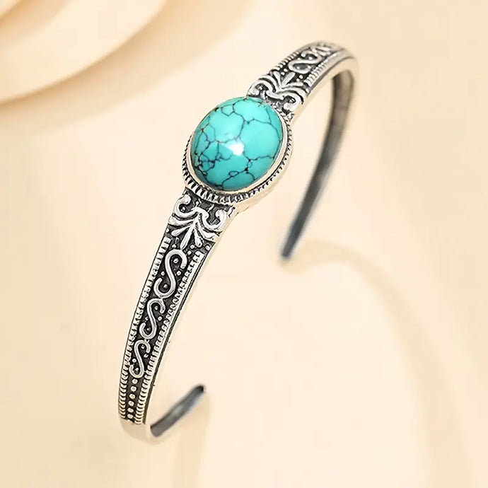 TMBC11 - Synthetic Turquoise Open Bangle Bracelet