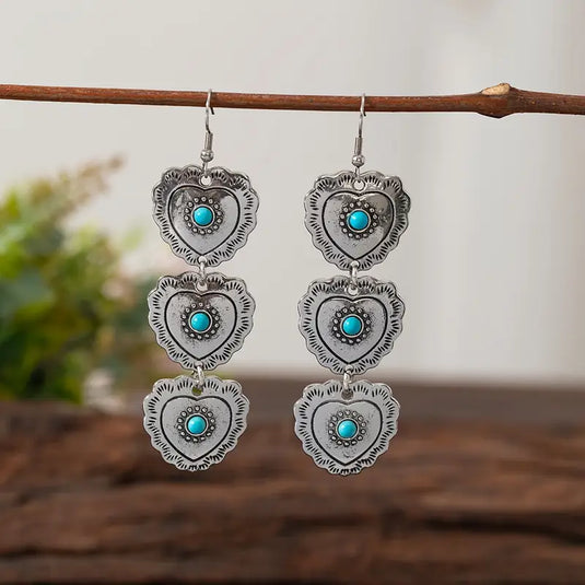 TMER68 - Triple Heart Drop Earrings