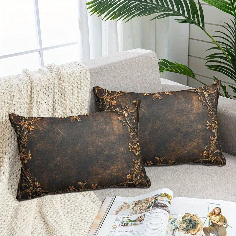 Load image into Gallery viewer, TMPL97 - 2 Piece Set - 12&quot; x 20&quot; Leather Design Throw Pillows
