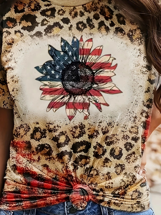 TMTSHT42 - Women's American American Daisy Printed T Shirt