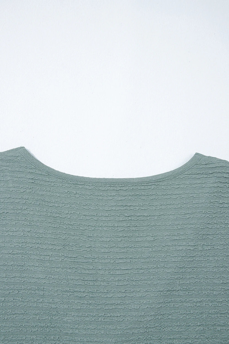 Load image into Gallery viewer, DLLS541 - Ladies Beau Blue Textured Wide Sleeve V Neck T Shirt
