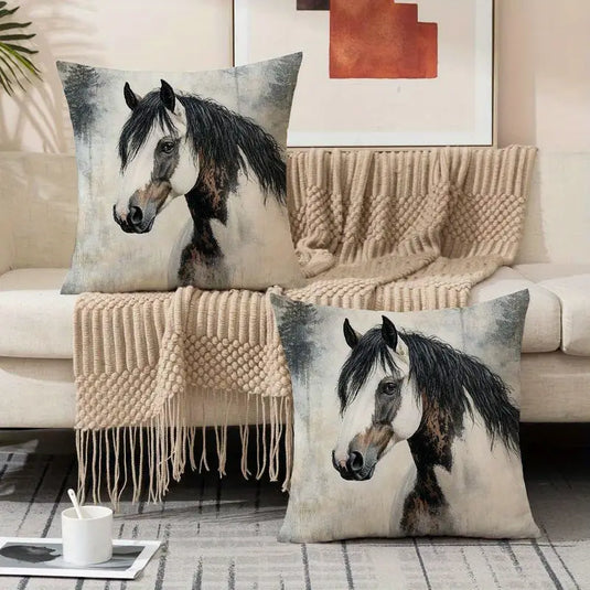 TMPL24 - 2 Piece Set Horse Print Throw Pillows