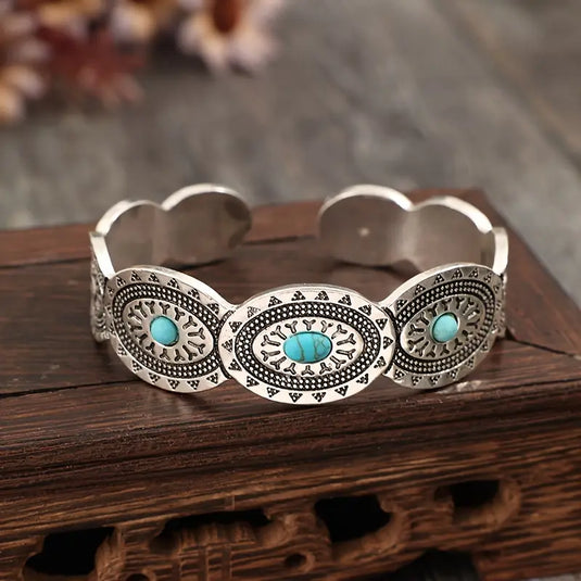 TMBC23 - Turquoise Inlay Ladies Open Bracelet