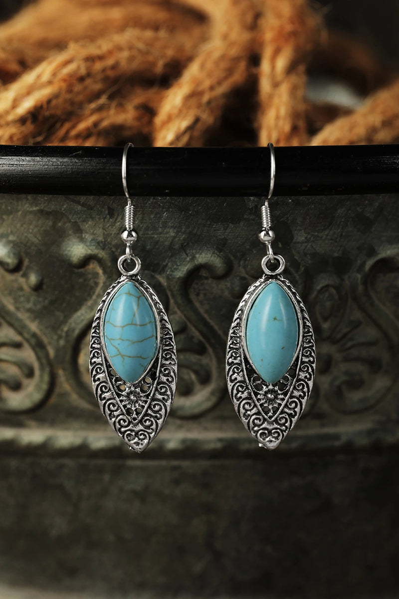Load image into Gallery viewer, DLLER 8 - Silver Vintage Turquoise Boho Arabesque Earring
