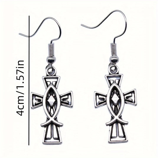 TMER45 - Fish Cross Earrings