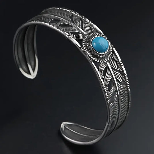 TMBC6 - Synthetic Turquoise Open Bangle Bracelet