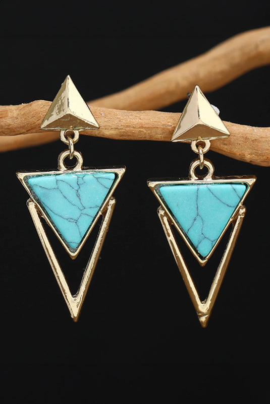 DLLER 20 - Three Triangles Turquoise Decor Stud Dangle Earrings