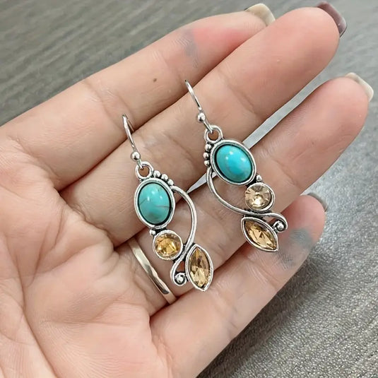 TMER51 - Turquoise Water Inlaid Drop Earrings