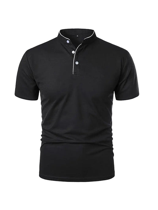 TMPOLO1 - Men's Black Stand Up Collar Polo Shirt