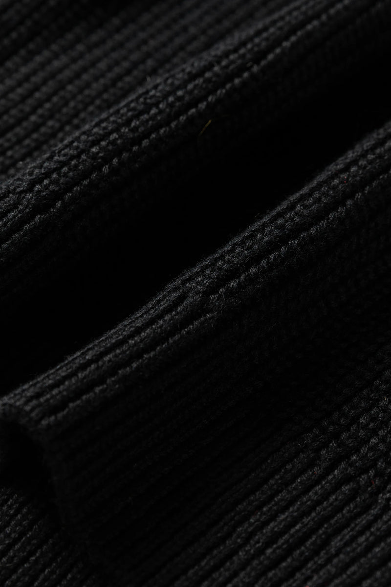 Load image into Gallery viewer, DLLS197 - Ladies Black Contrast Striped Trim V Neck Drop Shoulder Sweater
