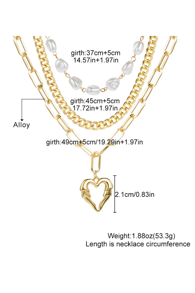 Load image into Gallery viewer, DLLNK 6 - Gold Plated Heart Chain Pearl Beading 3pcs Necklace Set
