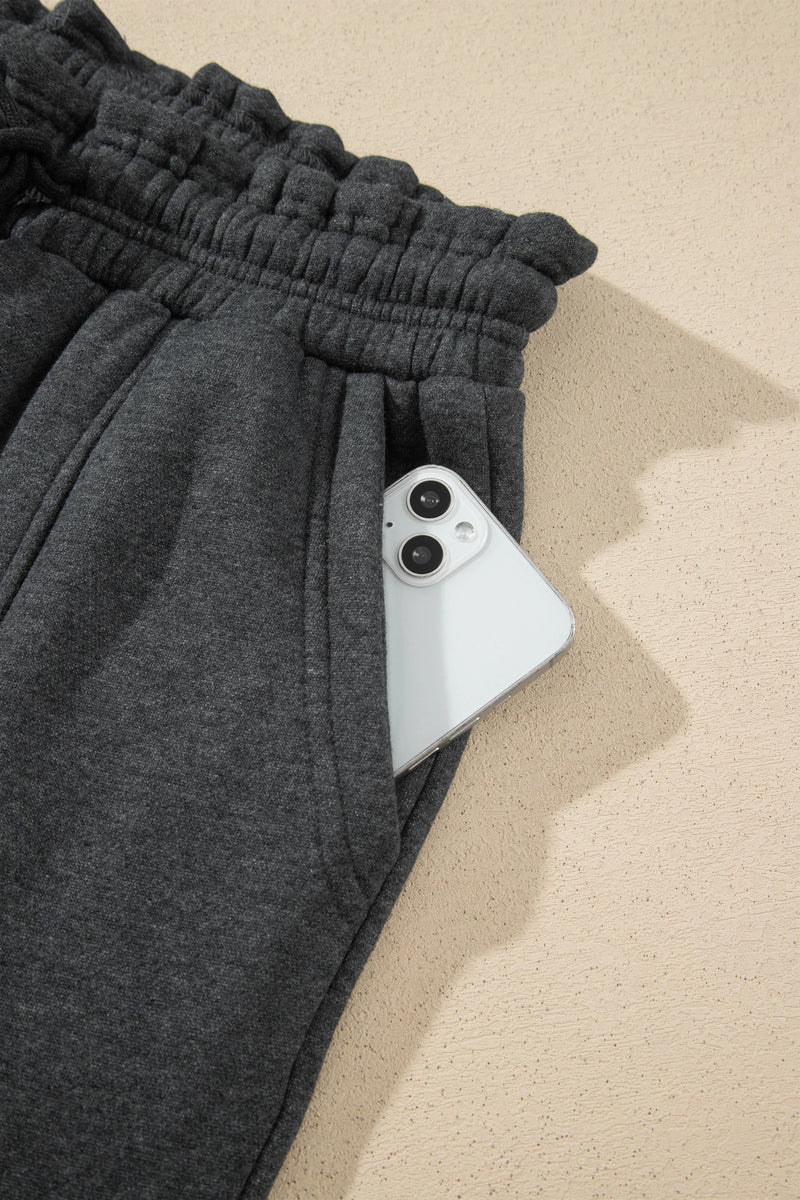 Load image into Gallery viewer, DLLS1084 - Ladies Carbon Grey Solid Colorblock Jogger Pants Set
