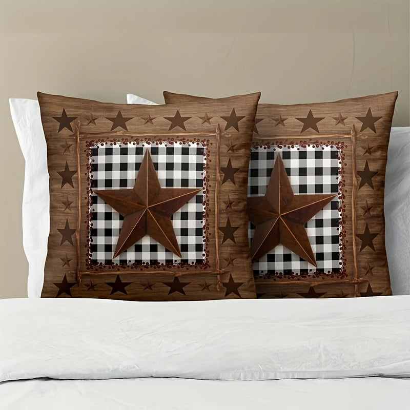 Load image into Gallery viewer, TMPL26 - 2 Piece Set 18&quot; x 18&quot; Rustic Star Throw Pillows
