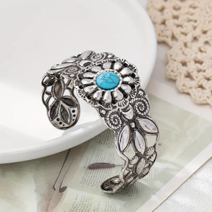 TMBC43 - Open Design Turquoise Bracelet