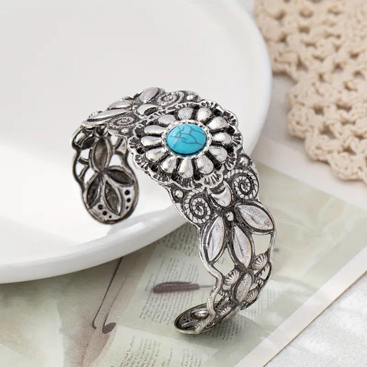 TMBC43 - Open Design Turquoise Bracelet