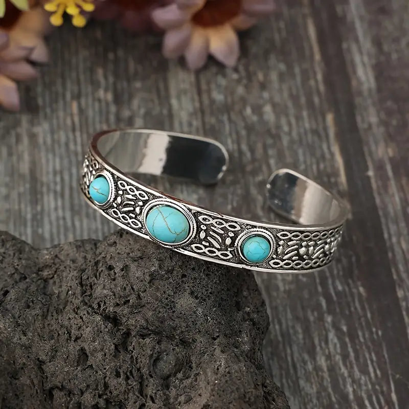 Load image into Gallery viewer, TMBC9 - Synthetic Turquoise Bangle Bracelet
