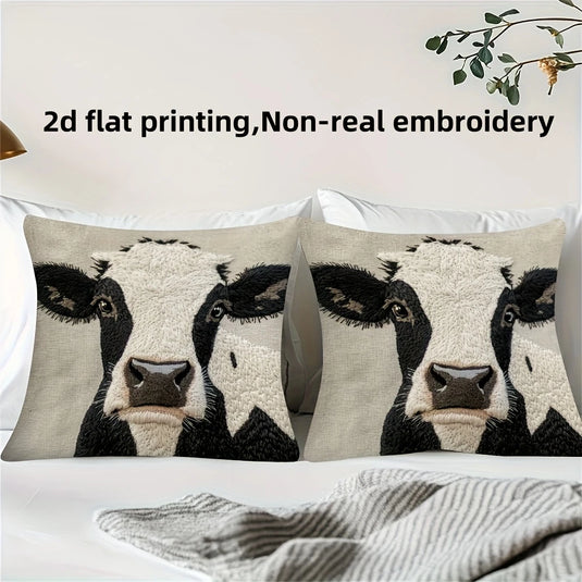 TMPL117 - 2 Piece Set - 18" x 18" Holstein Cow Throw Pillows