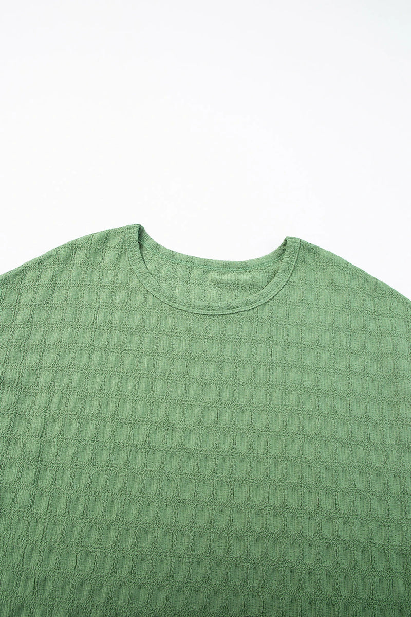 Load image into Gallery viewer, DLLS552 - Ladies Grass Green Solid Color Textured Batwing Sleeve Tee
