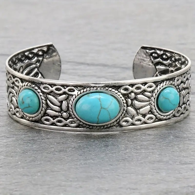 Load image into Gallery viewer, TMBC9 - Synthetic Turquoise Bangle Bracelet
