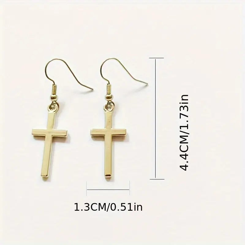 Load image into Gallery viewer, TMER65 - Elegant Gold Cross Earrings
