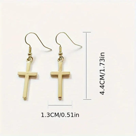 TMER65 - Elegant Gold Cross Earrings