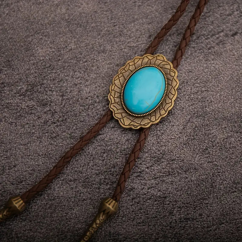 Load image into Gallery viewer, TMBLO11 - Turquoise Brown Bolo Tie
