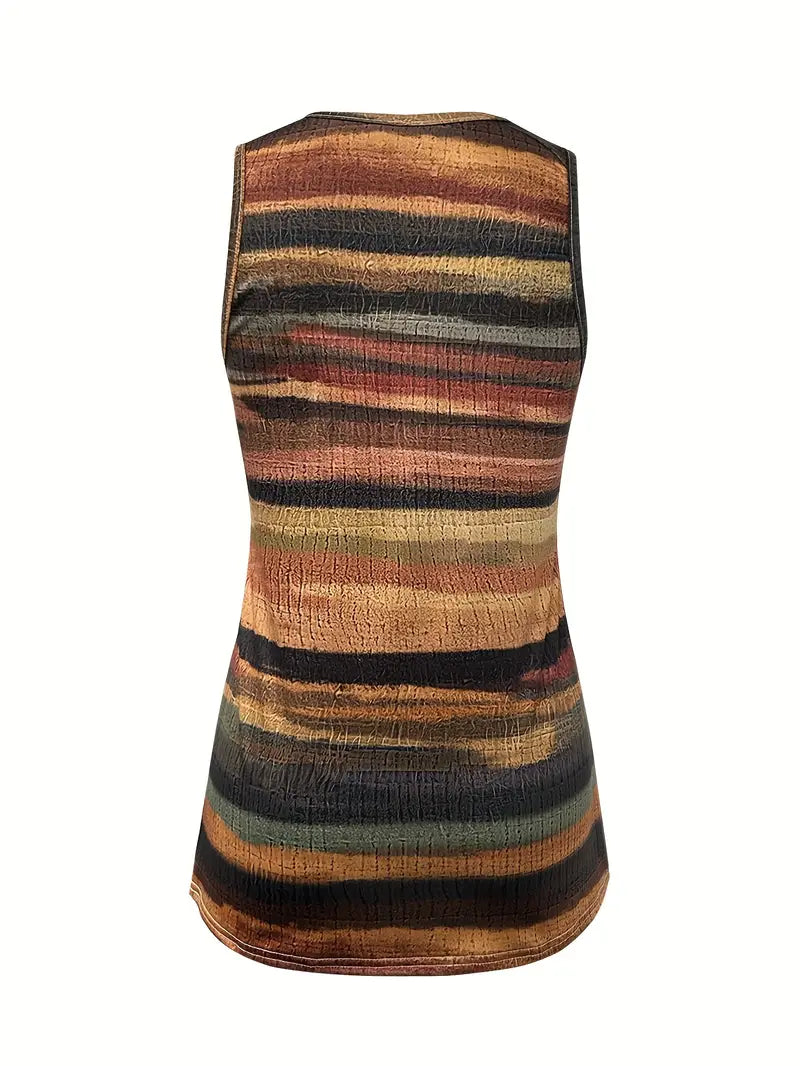 Load image into Gallery viewer, TMTSHT133 - Ladies Striped Print Sleeveless Shirt
