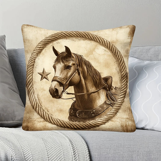 TMPL15 - 1 Piece Horse Print Throw Pillow